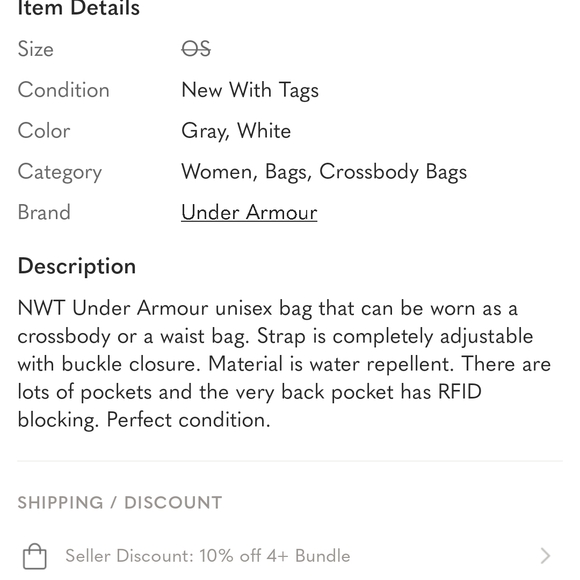 Under Armour Crossbody / Belt Bag Black or Gray - Picture 8 of 13